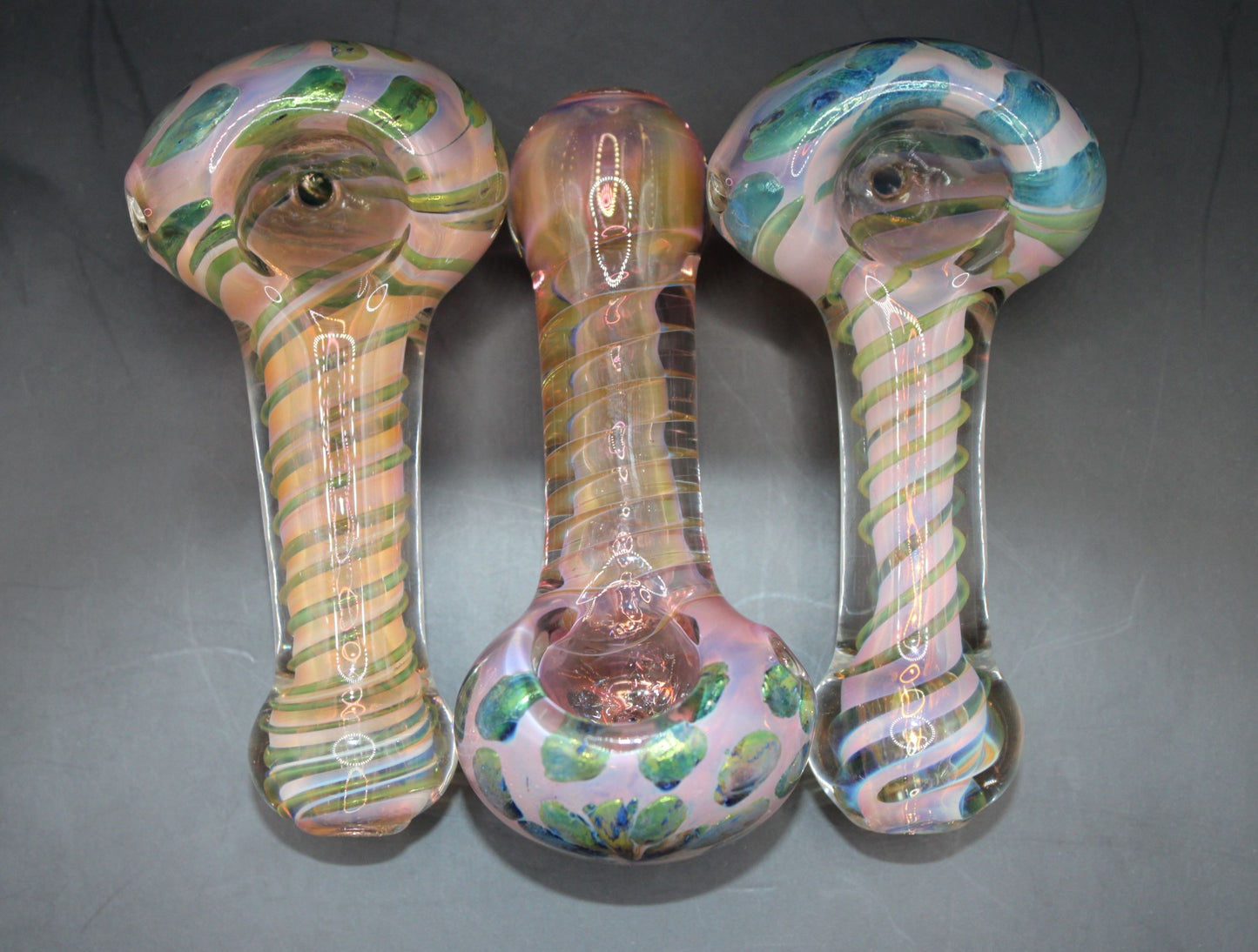 GOLD AND SILVER COBALT FUMED SPIRAL SPOON