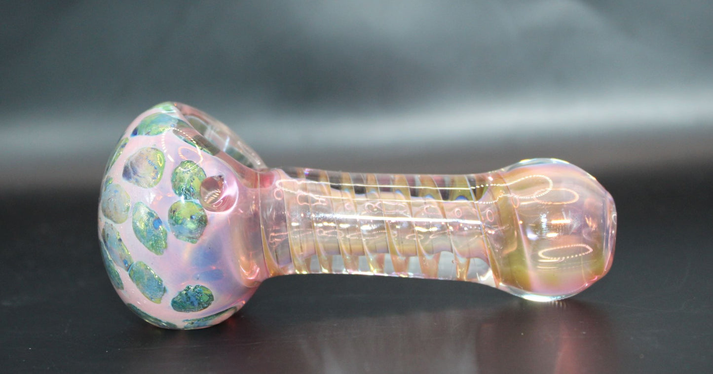 GOLD AND SILVER COBALT FUMED SPIRAL SPOON