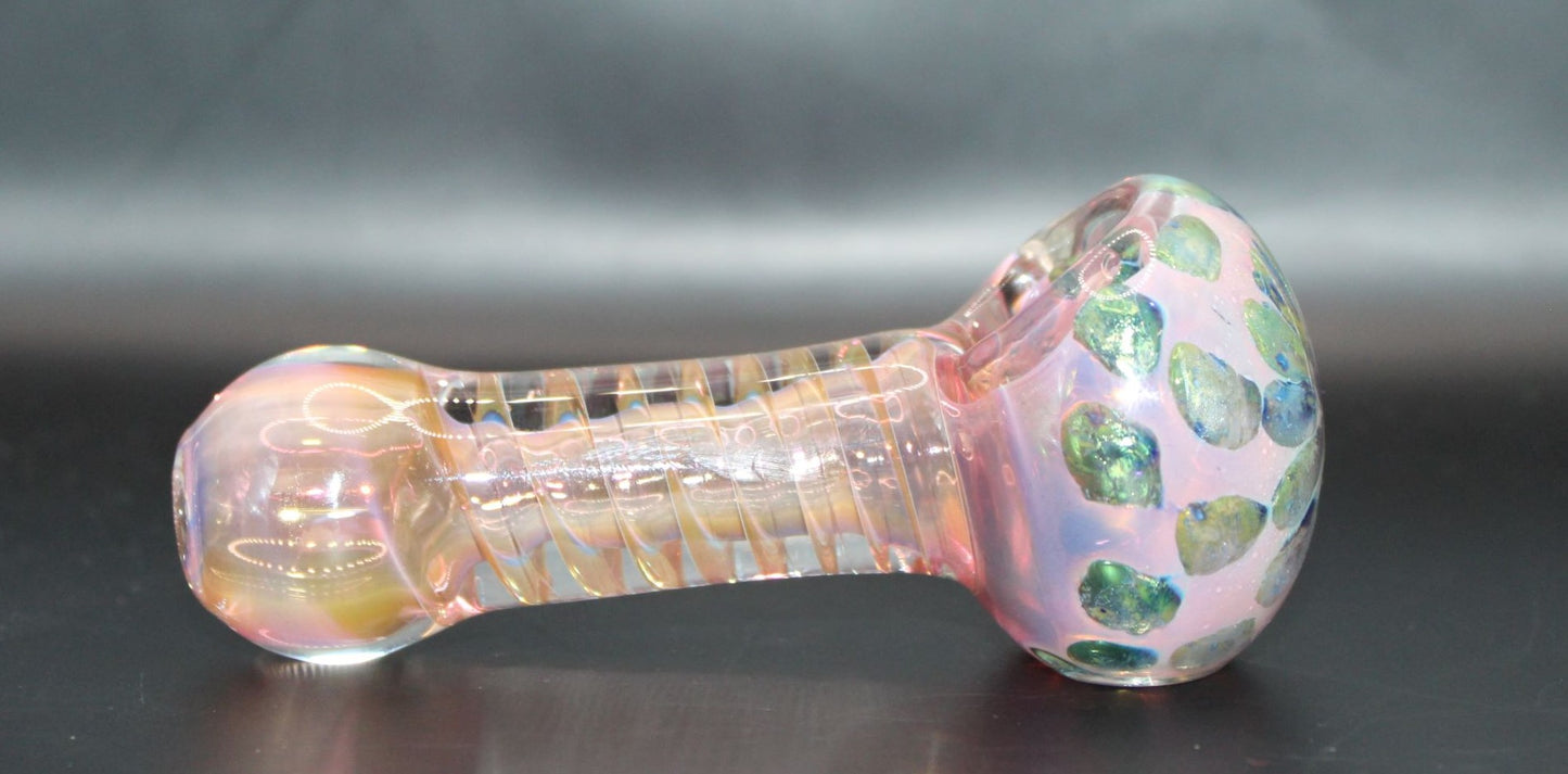 GOLD AND SILVER COBALT FUMED SPIRAL SPOON