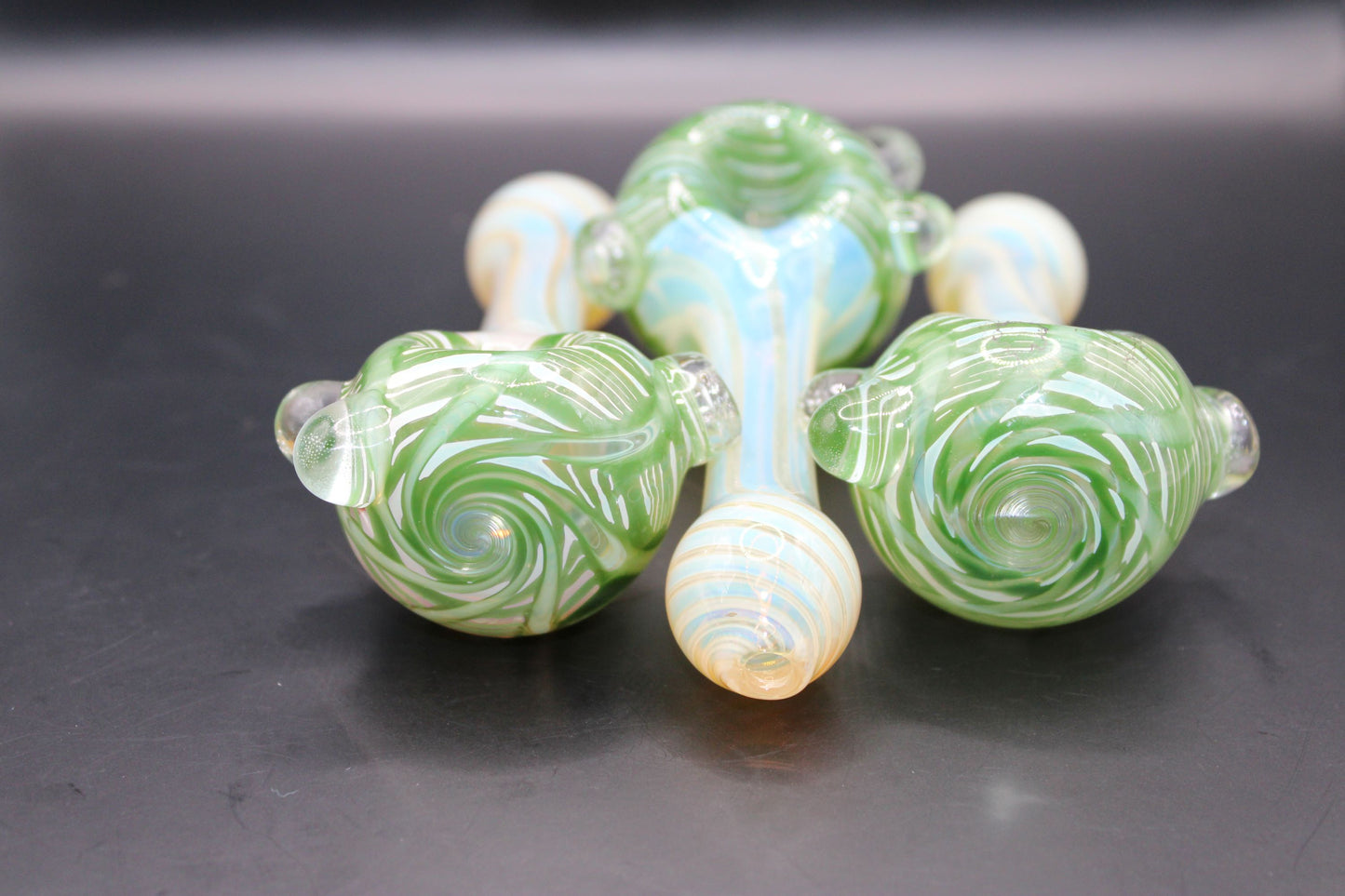 CLAYBALL'S FOREST GREEN WRAP "N" RAKE SPOON PIPE