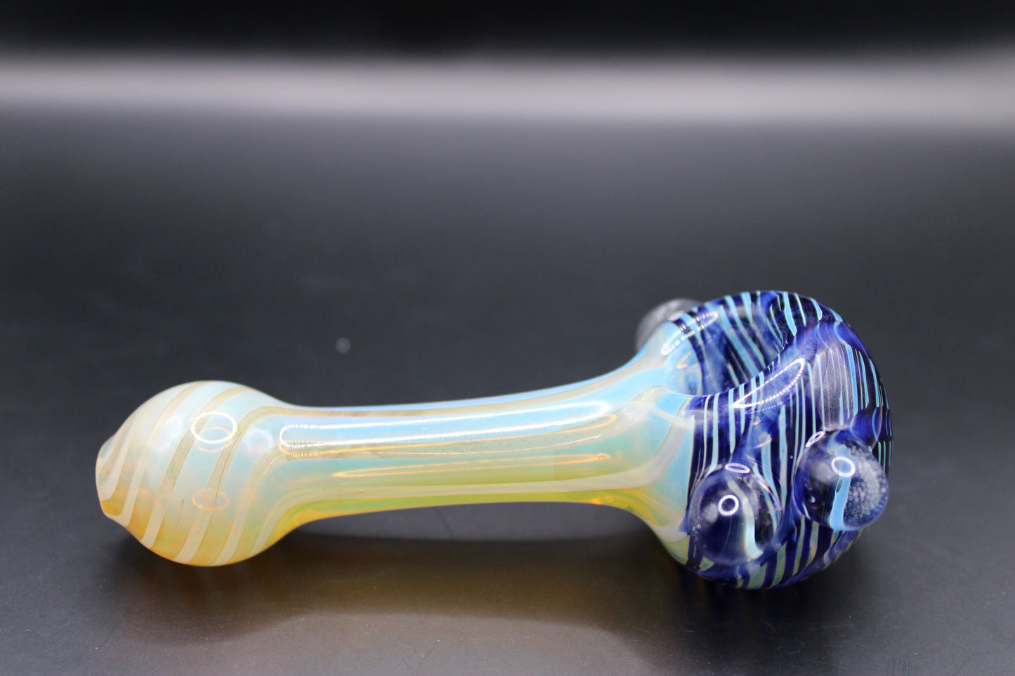 CLAYBALL'S COBALT BLUE WRAP "N" RAKE SPOON PIPE