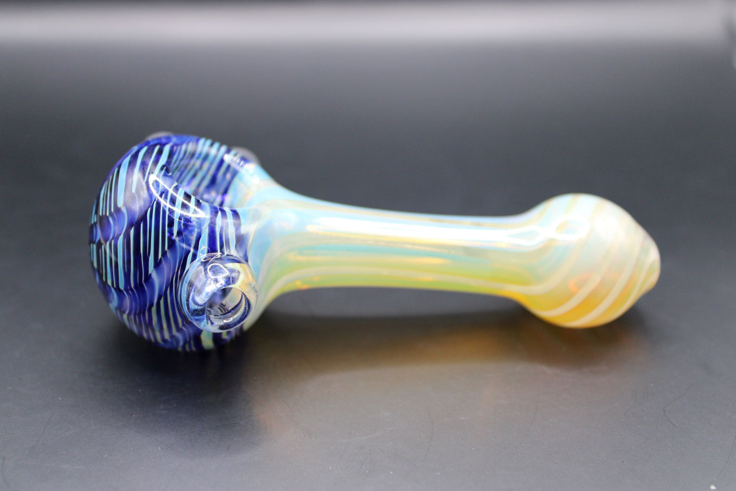 CLAYBALL'S COBALT BLUE WRAP "N" RAKE SPOON PIPE