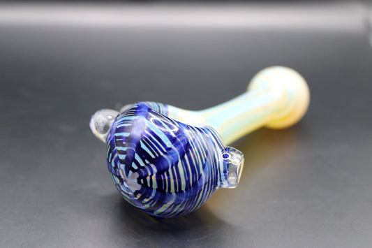 CLAYBALL'S COBALT BLUE WRAP "N" RAKE SPOON PIPE