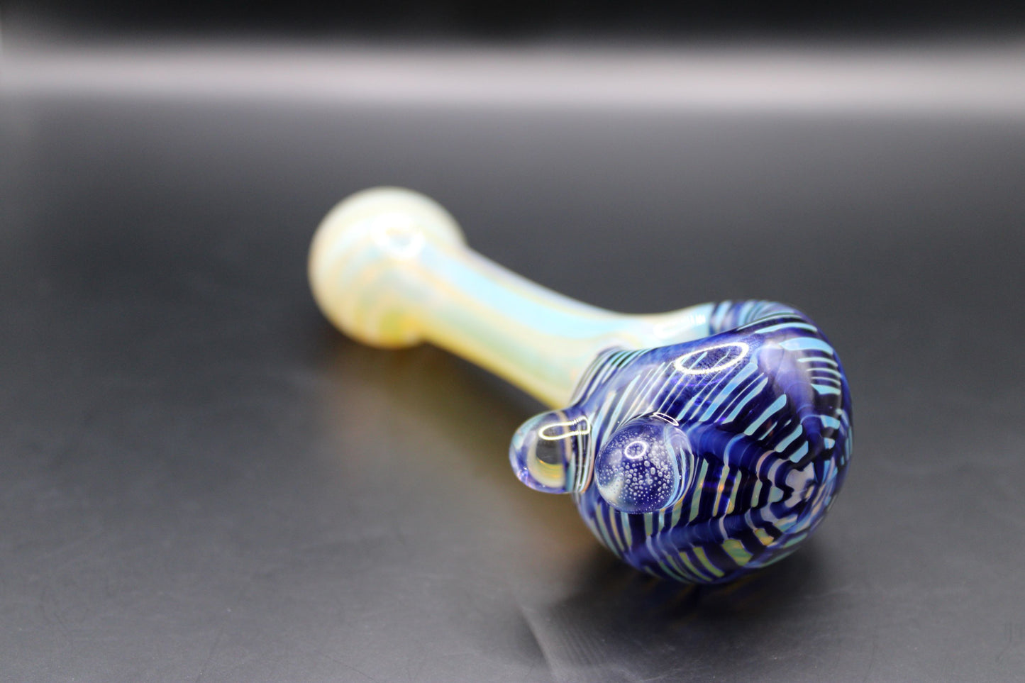 CLAYBALL'S COBALT BLUE WRAP "N" RAKE SPOON PIPE