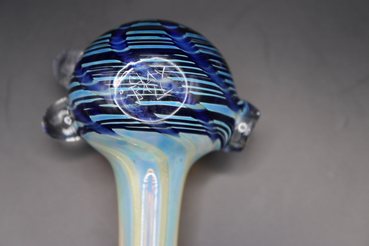 CLAYBALL'S COBALT BLUE WRAP "N" RAKE SPOON PIPE