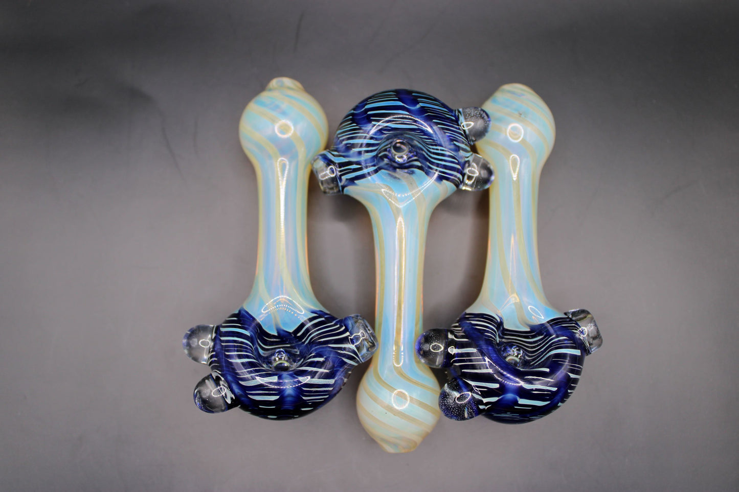 CLAYBALL'S COBALT BLUE WRAP "N" RAKE SPOON PIPE