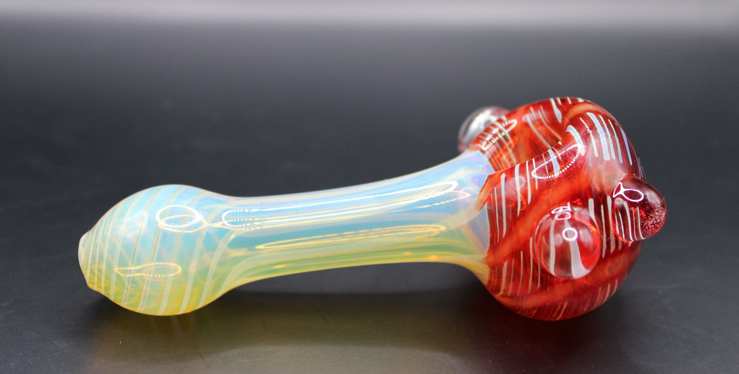 CLAYBALL'S RUBY RED WRAP "N" RAKE SPOON PIPE