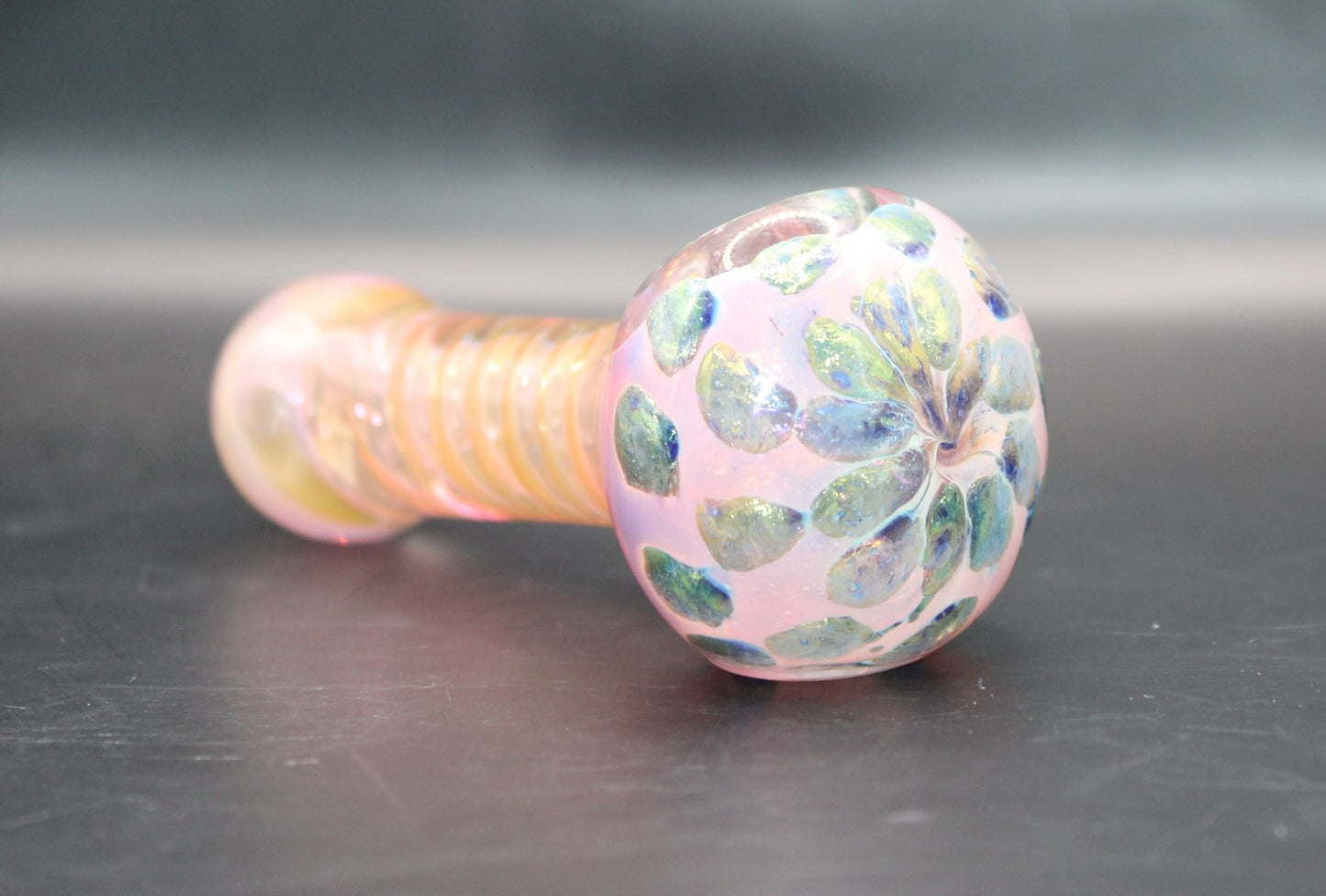 GOLD AND SILVER COBALT FUMED  SPIRAL SPOON