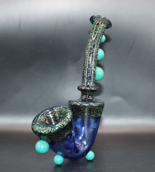 TURQUOISE DICHROIC STANDING SAXOPHONE