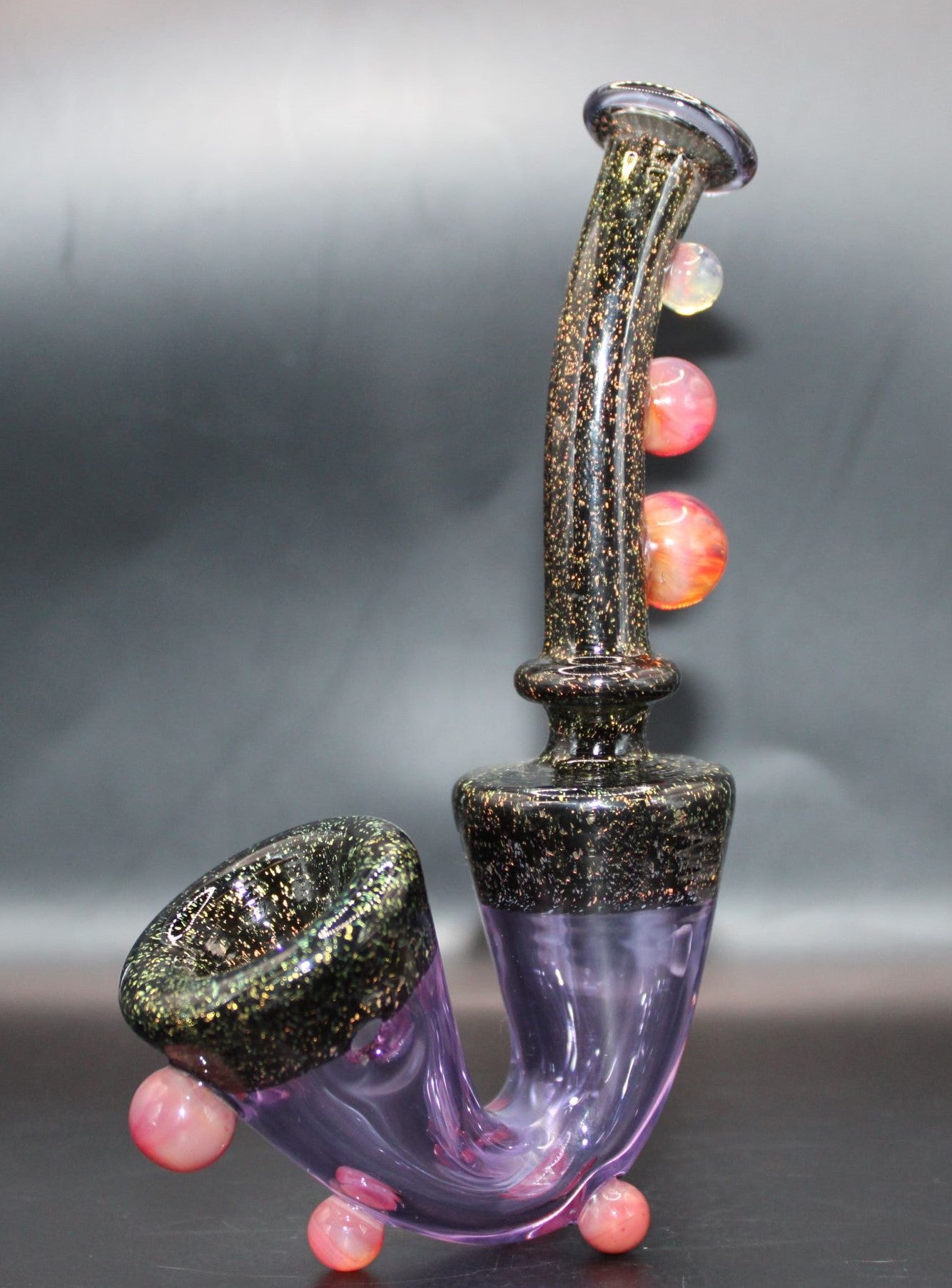 ROSE QUARTZ DICHROIC STANDING SAXOPHONE