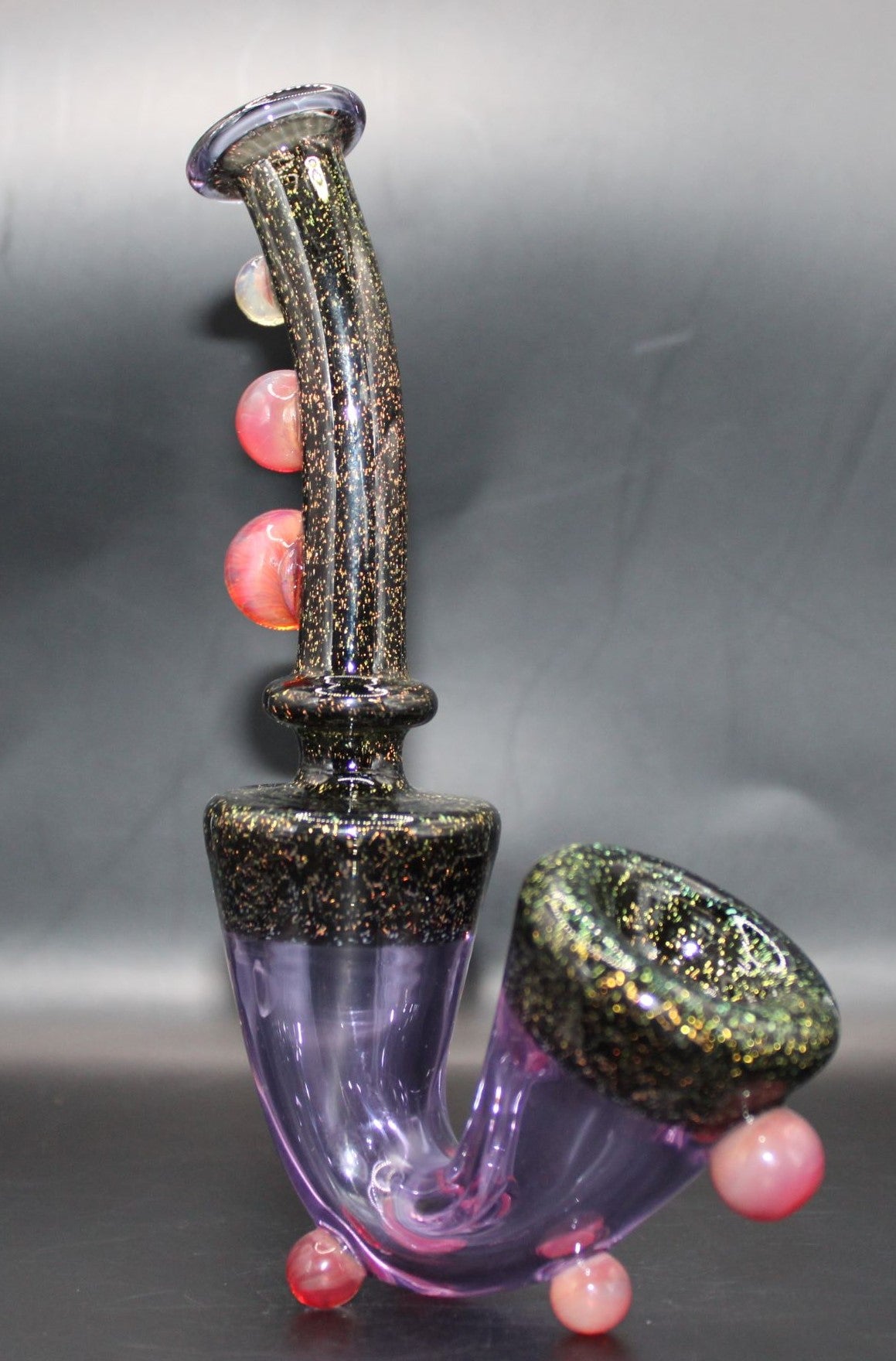 ROSE QUARTZ DICHROIC STANDING SAXOPHONE