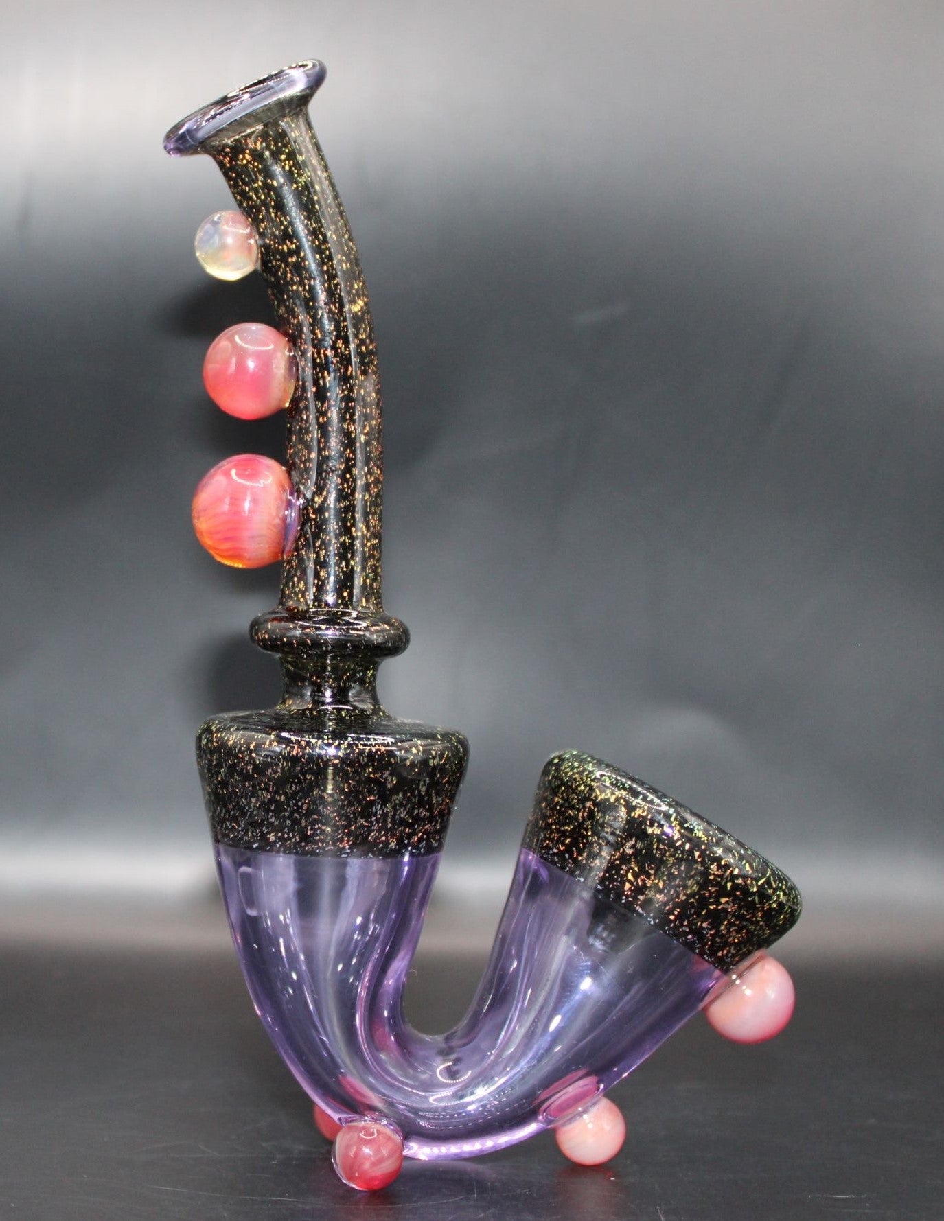 ROSE QUARTZ DICHROIC STANDING SAXOPHONE