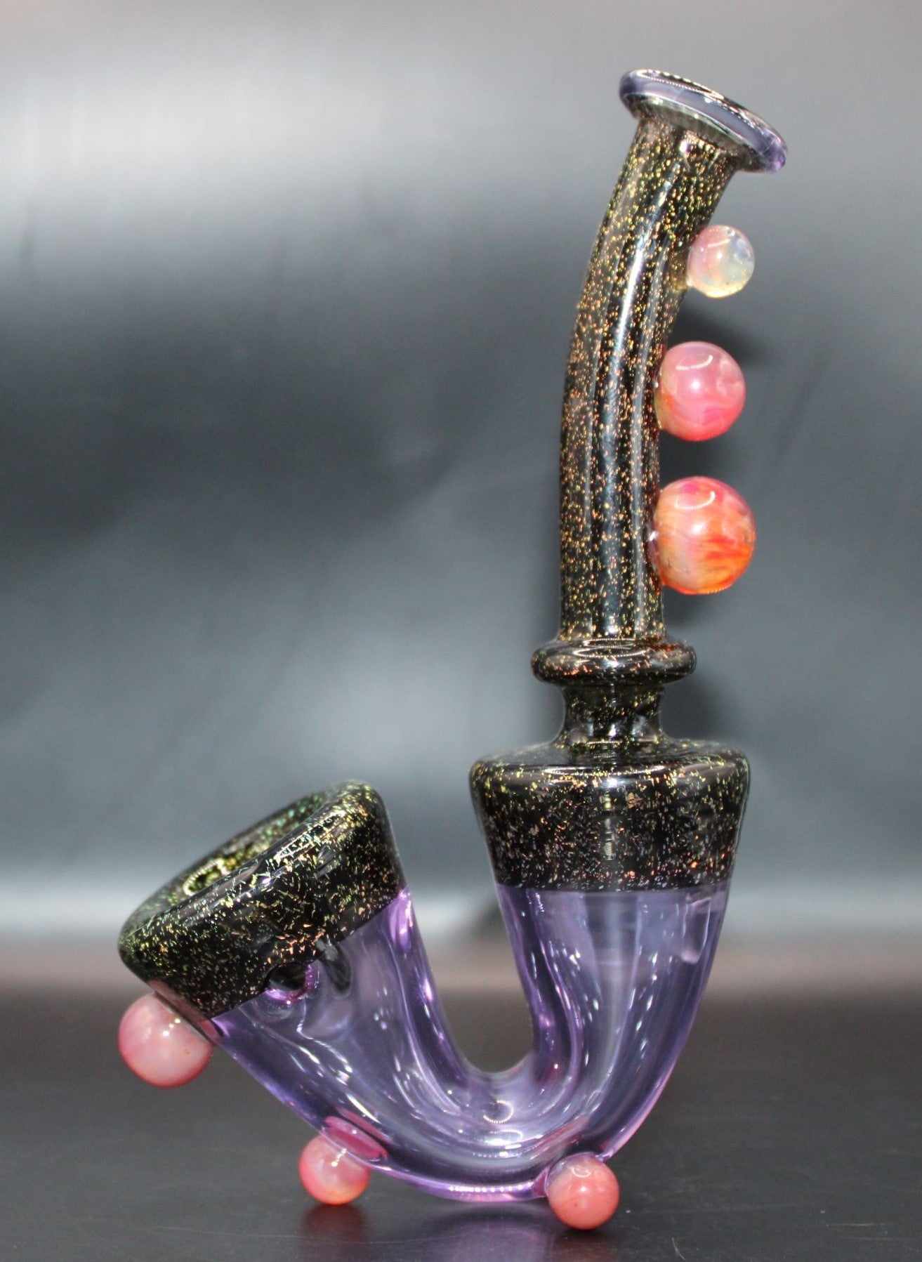 ROSE QUARTZ DICHROIC STANDING SAXOPHONE