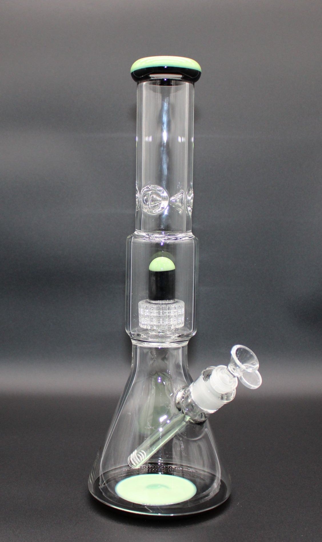 16 INCH DOUBLE CHAMBER SLYME AND BLACK BEAKER TUBE WITH DISCO PERC