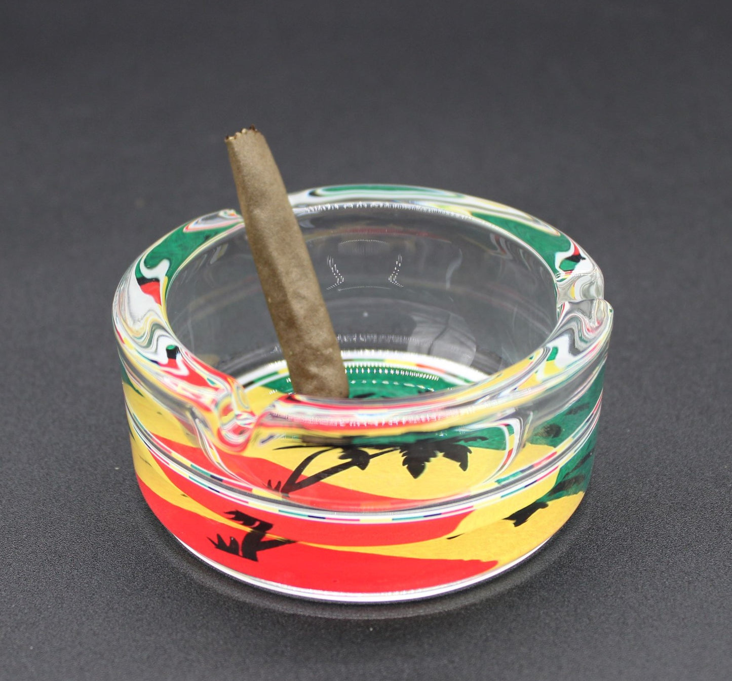 ROUND RASTA PALM TREE ASH TRAY