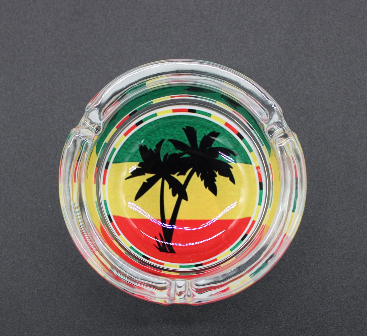 ROUND RASTA PALM TREE ASH TRAY