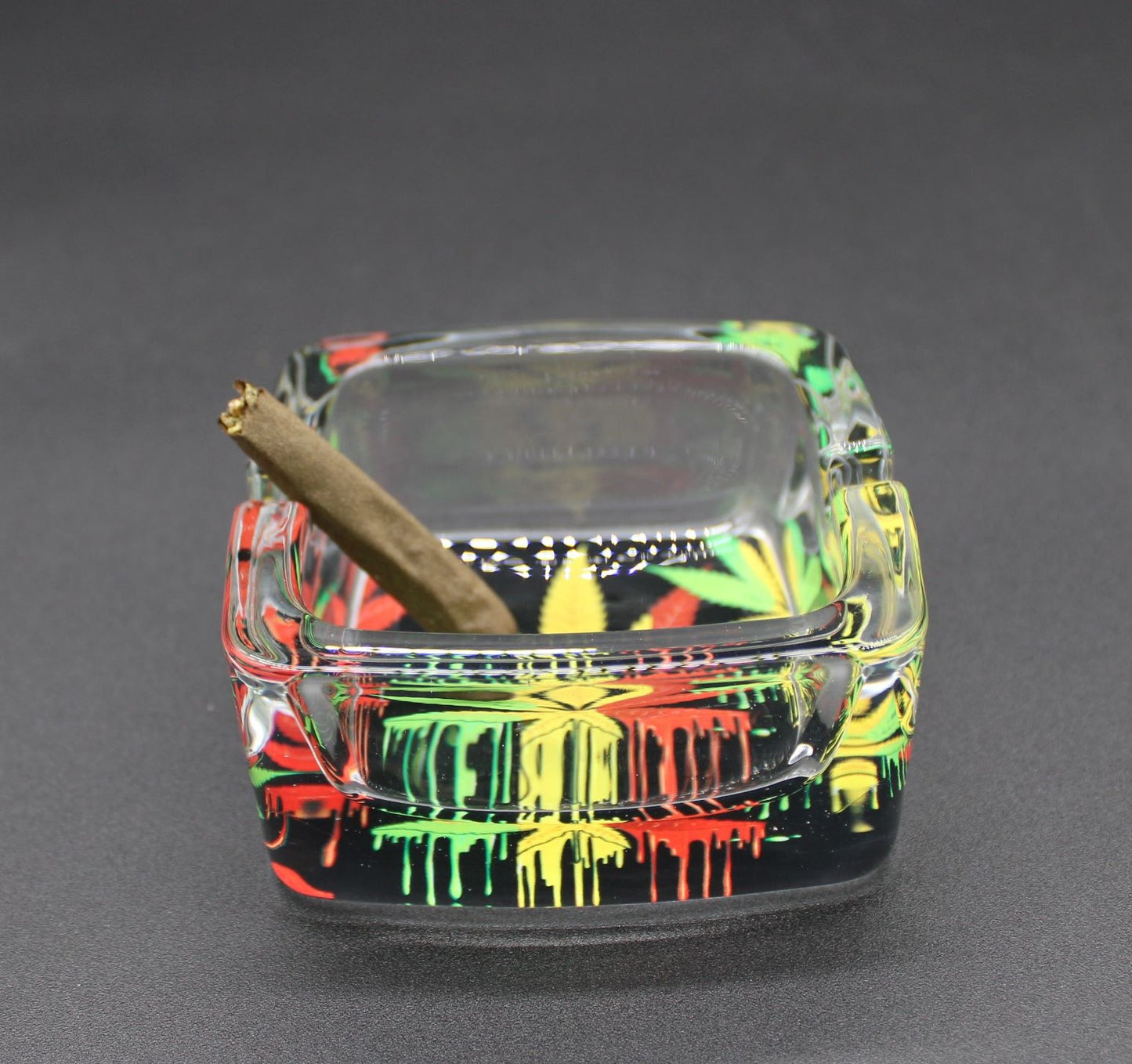 SQUARE GRAFFITI RASTA POT LEAF ASH TRAY