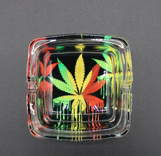 SQUARE GRAFFITI RASTA POT LEAF ASH TRAY