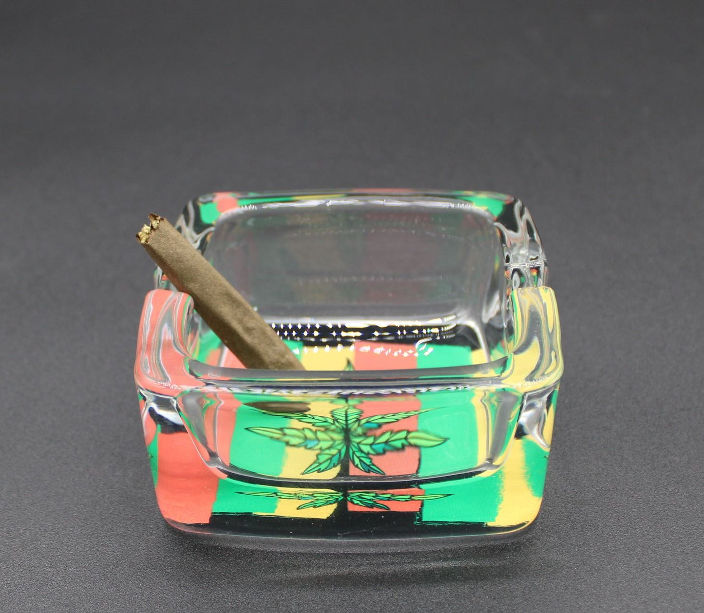 SQUARE RETRO RASTA POT LEAF ASH TRAY