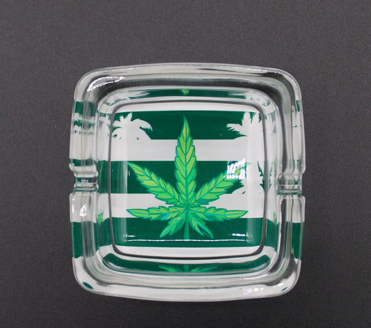 SQUARE BEACH STRIPED POT LEAF ASH TRAY