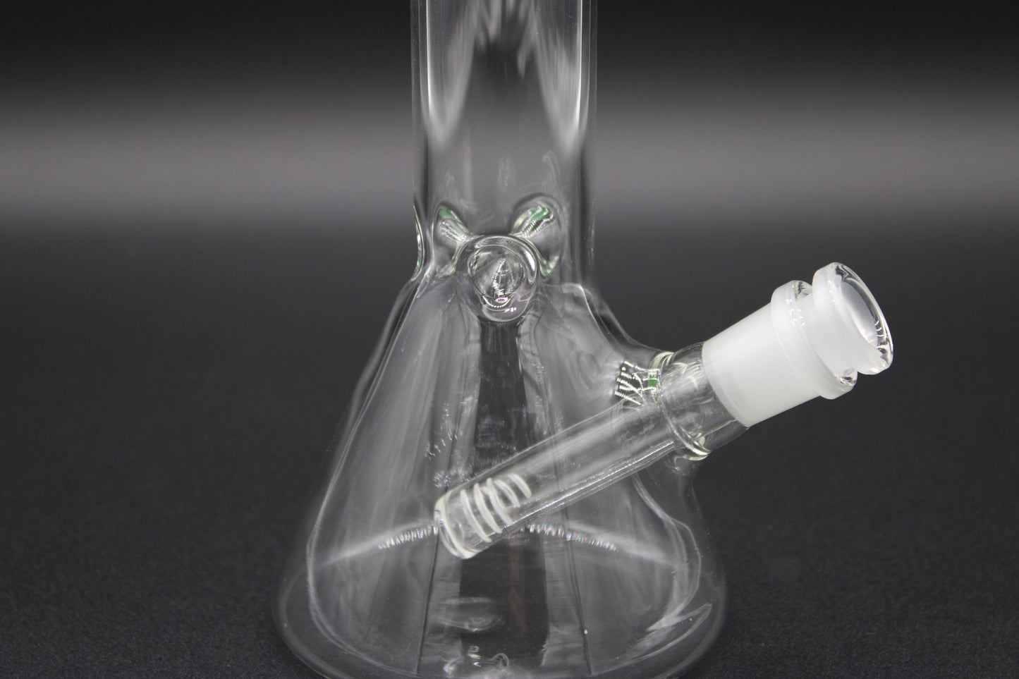 8 INCH CLEAR MINI TUBE WITH A DARK EMERALD LIP WRAP