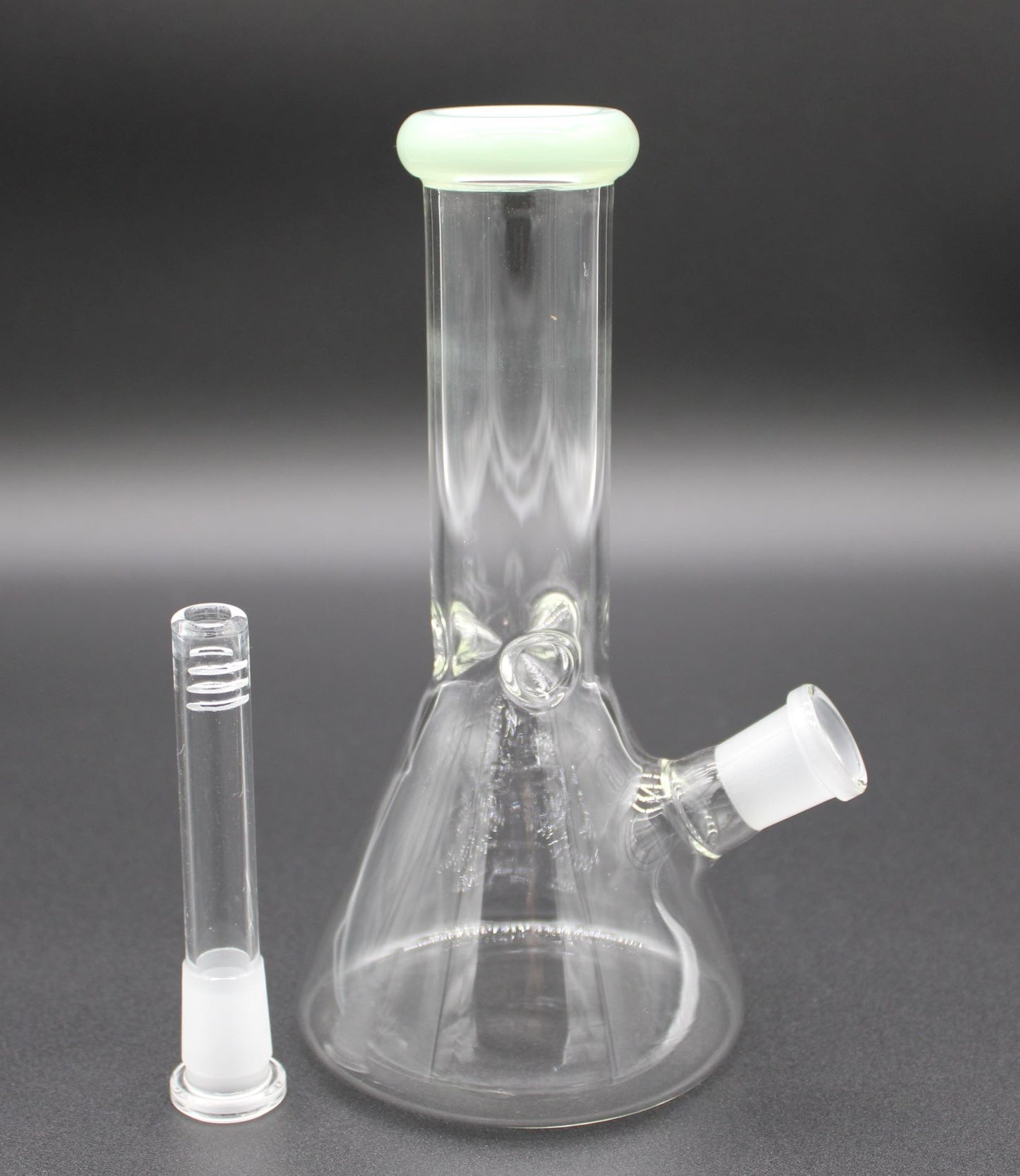 8 INCH CLEAR MINI TUBE WITH A MINT GREEN LIP WRAP